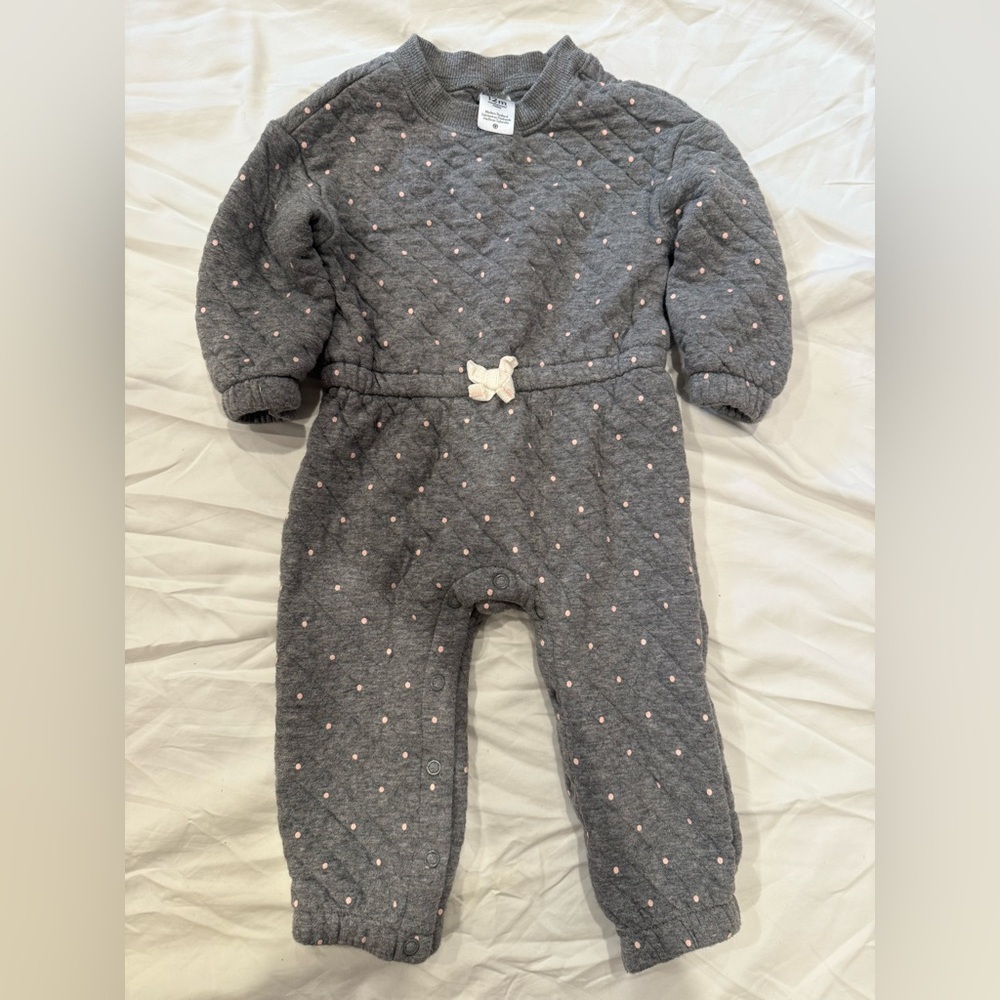 Carter’s Infant Baby Bundle Lot Long Sleeve Quilted Jumpsuit and Sweater 12M - Picture 4 of 7